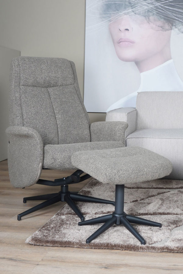 Relaxfauteuil Bindy + Hocker - Bouclé - Brown - Afbeelding 3