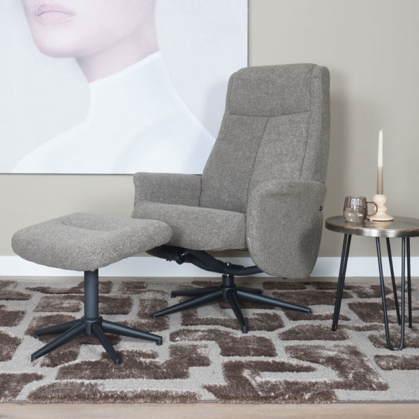 Relaxfauteuil Bindy + Hocker - Bouclé - Brown - Afbeelding 4