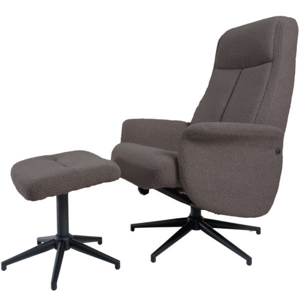 Relaxfauteuil Bindy + Hocker - Bouclé - Brown - Afbeelding 2