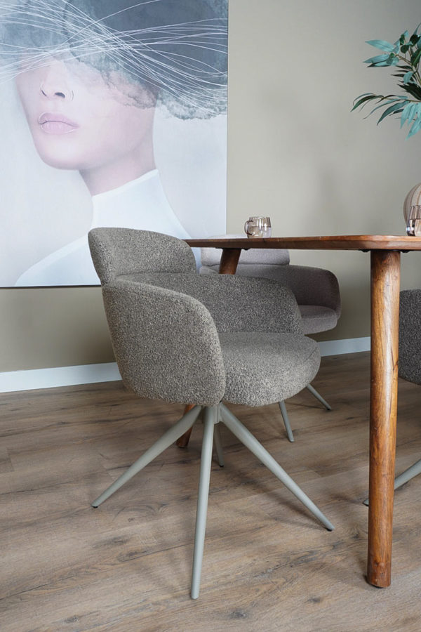 Eetkamerstoel Chase - Bouclé - Brown - Afbeelding 5