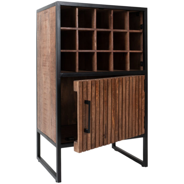 Wijnkast Loek 90 x 55 cm - Bruin Mangohout - Afbeelding 2