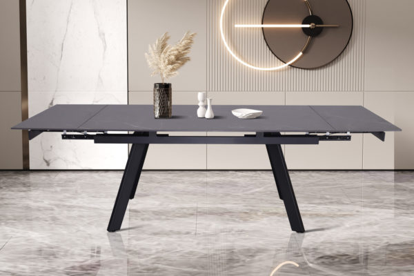 Uitschuifbare tafel 'Hera' 160-240 cm Rechthoekig Steen Zwart - Afbeelding 2
