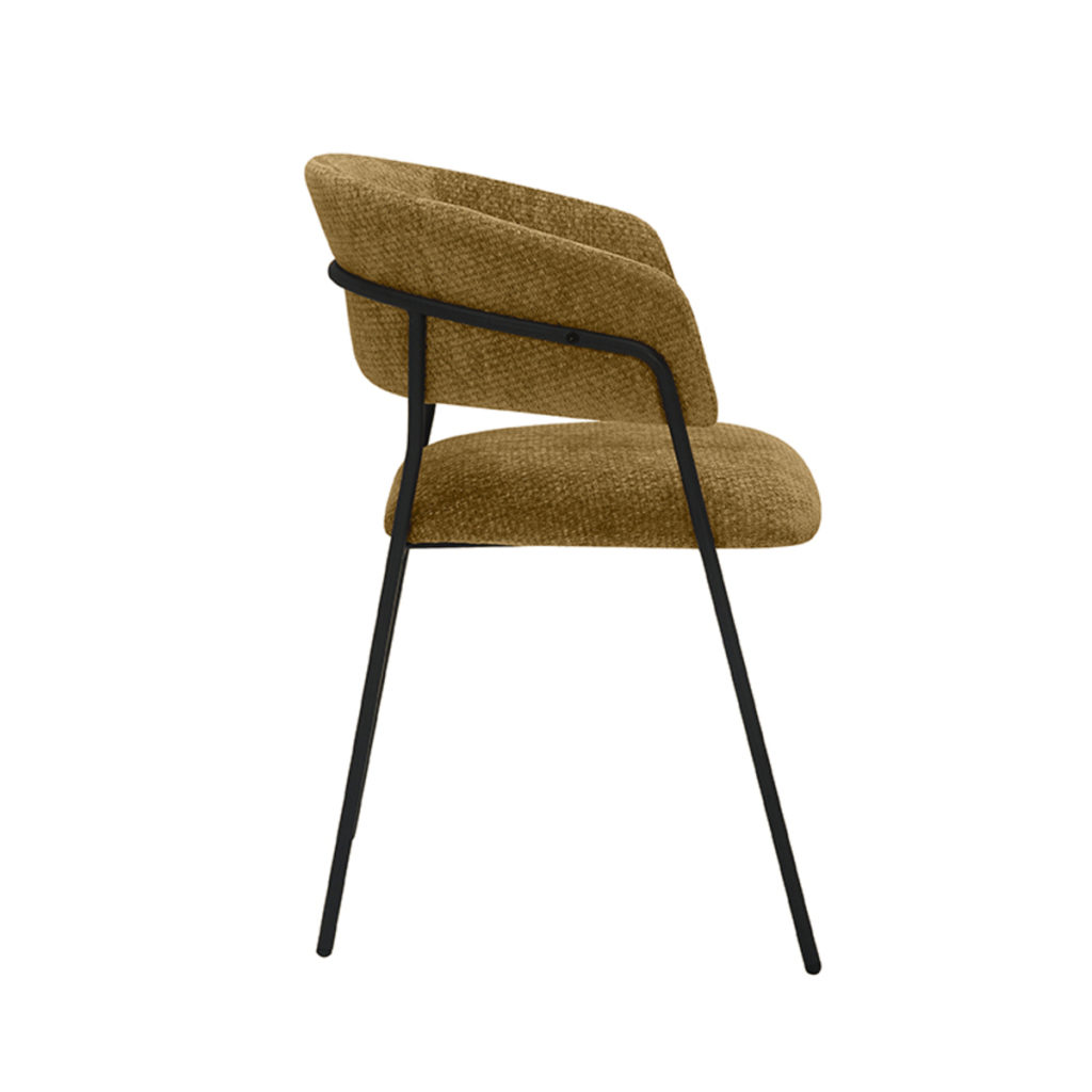 LABEL51 Eetkamerstoel Luuk - Mustard - Elite - Black Frame - Afbeelding 3