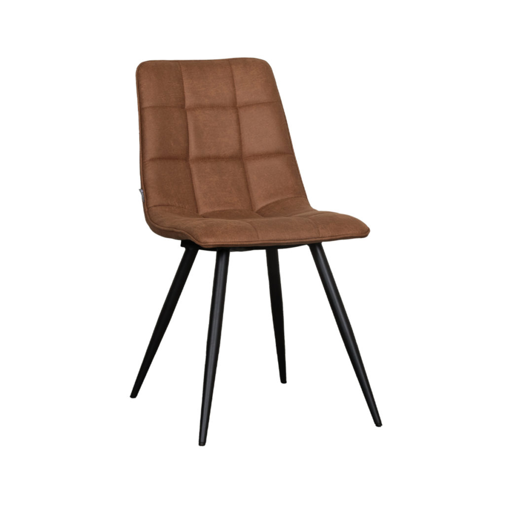 LABEL51 Eetkamerstoel Bistro - Cognac - Micro Suede - Black Frame - Afbeelding 2