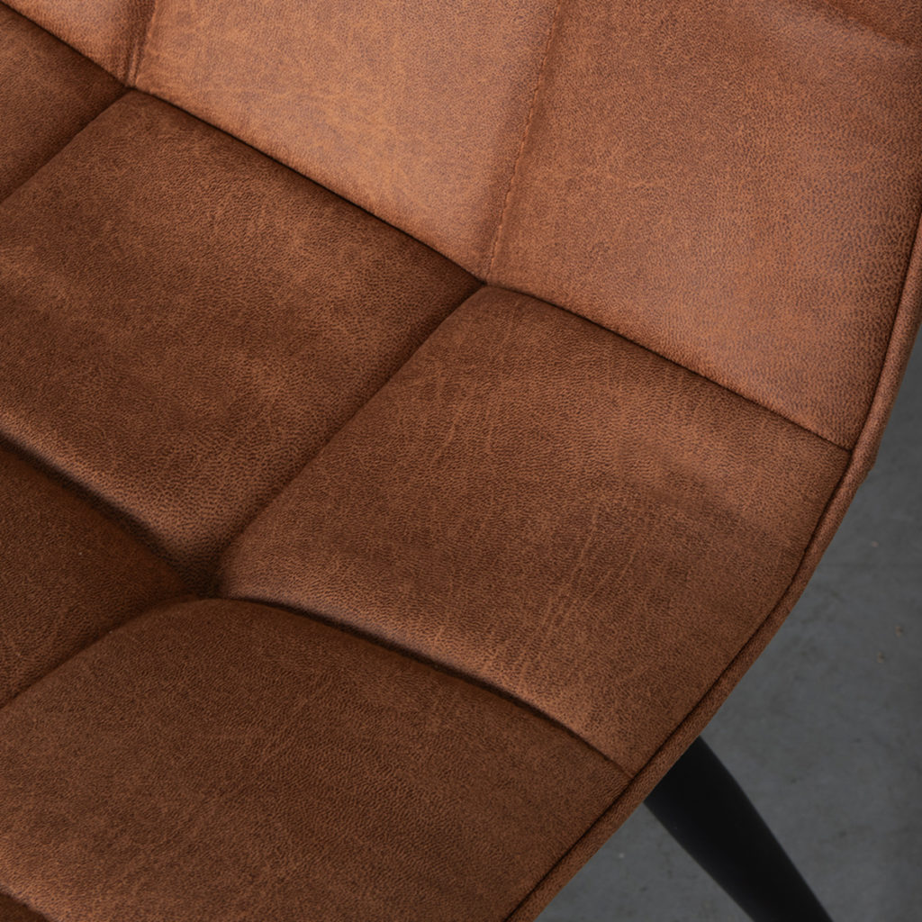 LABEL51 Eetkamerstoel Bistro - Cognac - Micro Suede - Black Frame - Afbeelding 6
