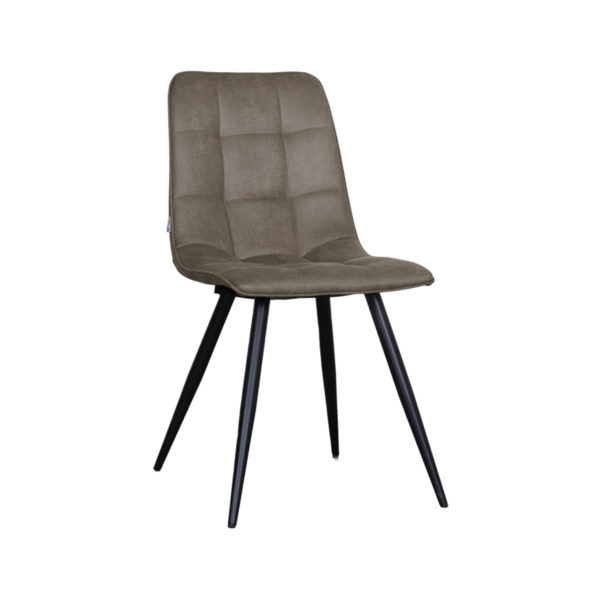LABEL51 Eetkamerstoel Bistro - Taupe - Micro Suede - Black Frame - Afbeelding 2