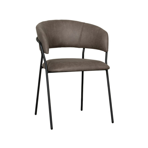 LABEL51 Eetkamerstoel Luuk - Taupe - Micro Suede - Black Frame - Afbeelding 2
