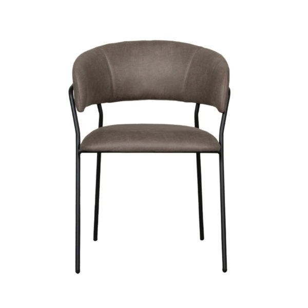 LABEL51 Eetkamerstoel Luuk - Taupe - Micro Suede - Black Frame - Afbeelding 3