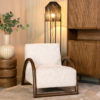 LABEL51 Fauteuil Viggo - Naturel - Boucle - Walnoot onderstel