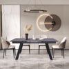 Uitschuifbare tafel 'Hera' 160-240 cm Rechthoekig Steen Zwart - Afbeelding 3