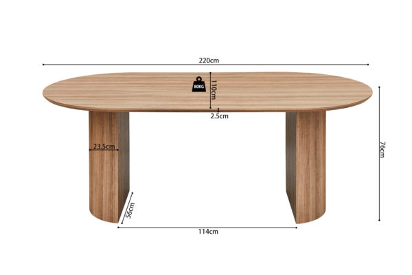 UITVERKOOP - Tafel 'Lagos' 220 cm Ovaal Decor Oude eik - Afbeelding 7