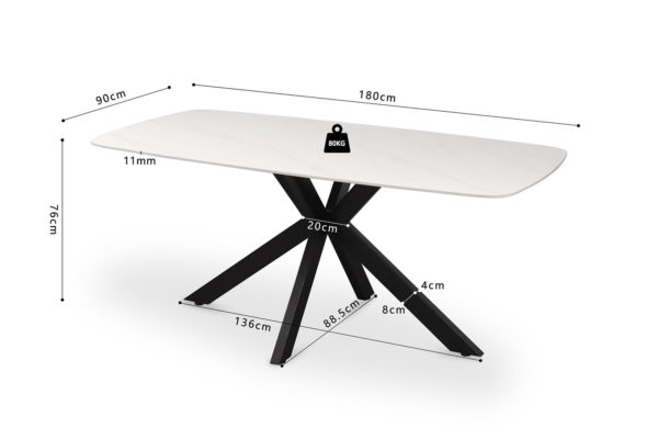 Tafel 'Apollo' 180 cm Deens Ovaal Steen Wit - Afbeelding 8