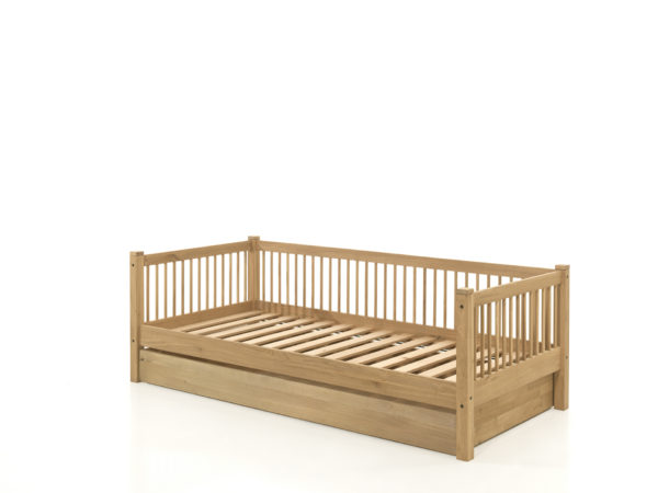 FORREST eiken cabin bed 90 x 200 cm met rollaway bed.