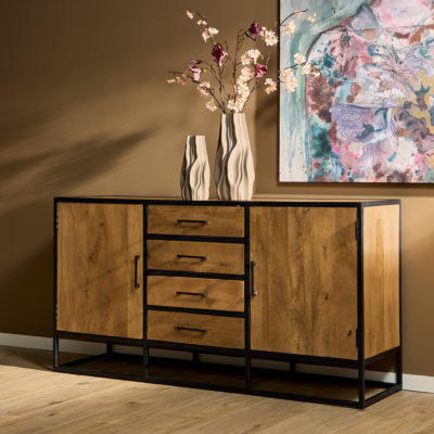Dressoir Denver | Mangohout en staal | 165 cm