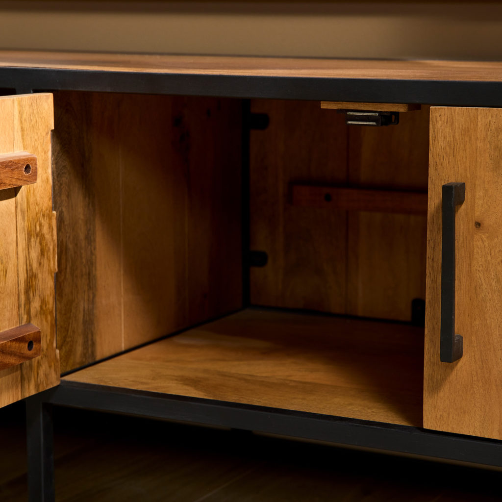 Tv meubel Denver | Mangohout en staal | 240 cm - Afbeelding 2
