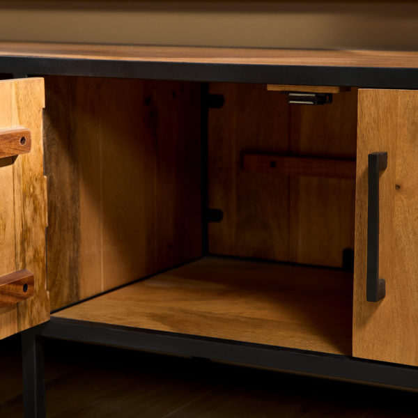 Tv meubel Denver | Mangohout en staal | 240 cm - Afbeelding 2