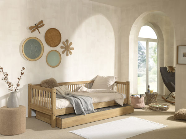 FORREST eiken cabin bed 90 x 200 cm met rollaway bed. - Afbeelding 2
