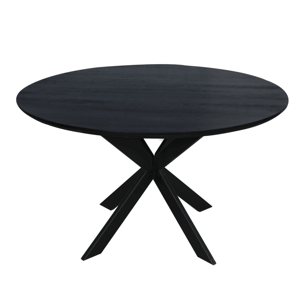 Eiken eettafel Ferris | Rond 130 cm | Zwart - Afbeelding 2