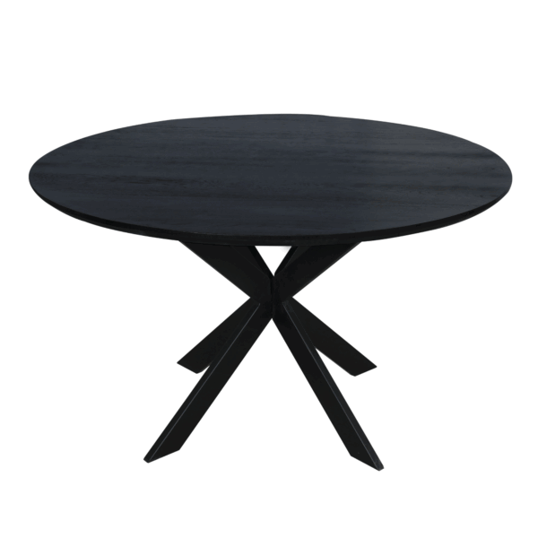 Eiken eettafel Ferris | Rond 130 cm | Zwart - Afbeelding 2