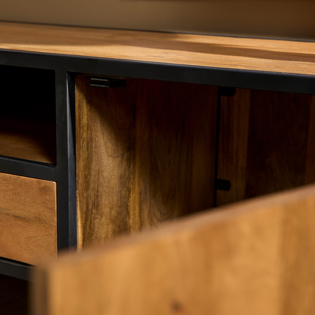 Tv meubel Denver | Mangohout en staal | 180 cm - Afbeelding 2