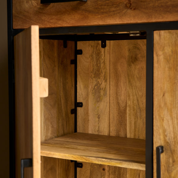 Kabinet kast Denver | Mangohout en staal | 100 cm - Afbeelding 2