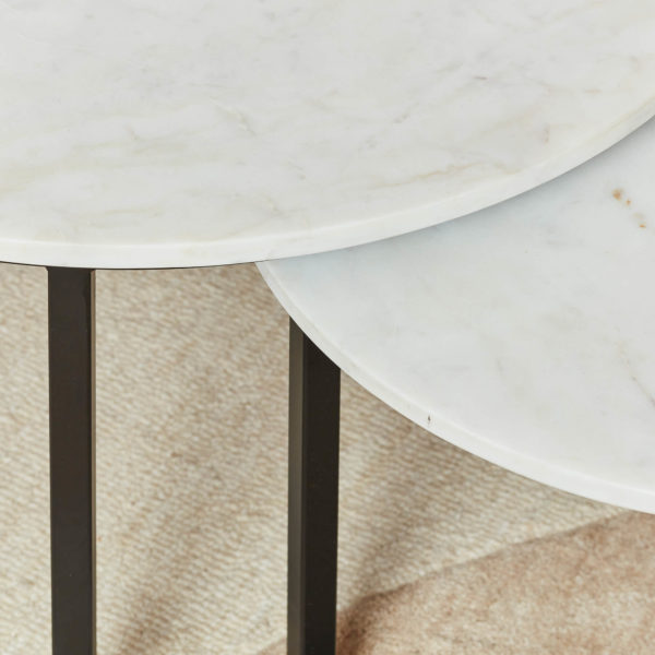 Salontafel Nova | Set van 2 | Rond | Wit marmer - Afbeelding 2