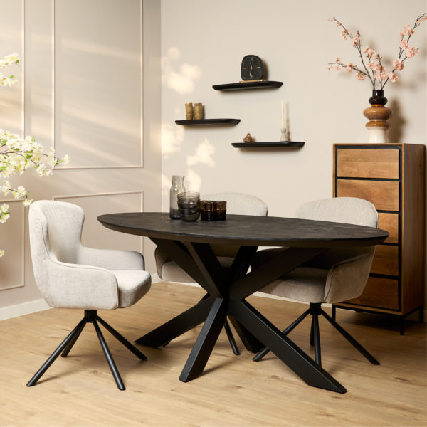 Eettafel Brandy Black | 160 cm | Ovaal - Afbeelding 2