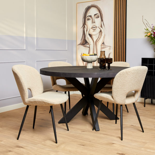 Eetkamertafel Denver Black | Rond | 110 cm - Afbeelding 2