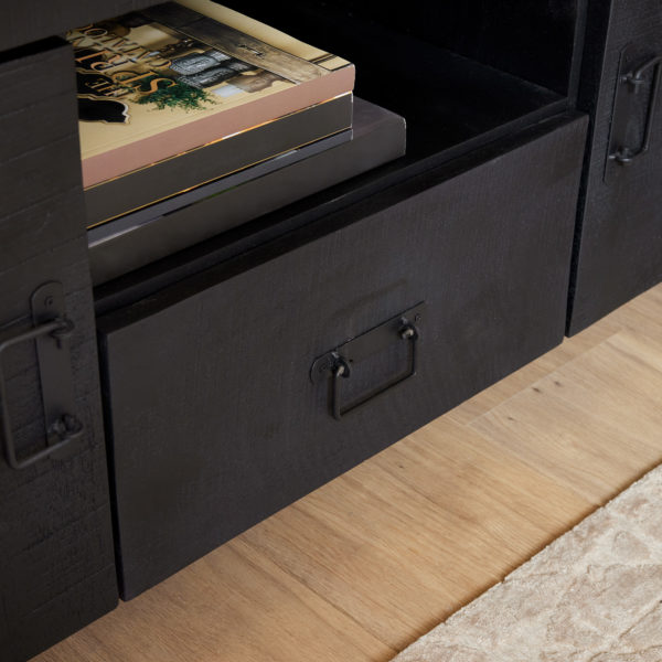 Tv meubel Boaz Black 150 cm | Twee deuren en een lade - Afbeelding 2