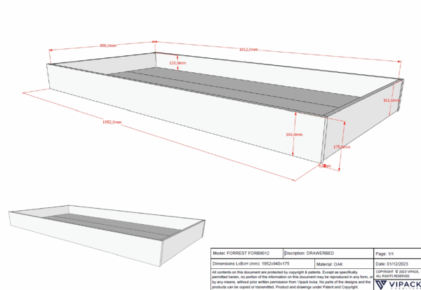 FORREST eiken stapelbed met rolbed. - Afbeelding 12