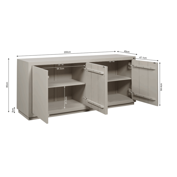 Dressoir Brussel 4 deurs | 200 cm - Afbeelding 15