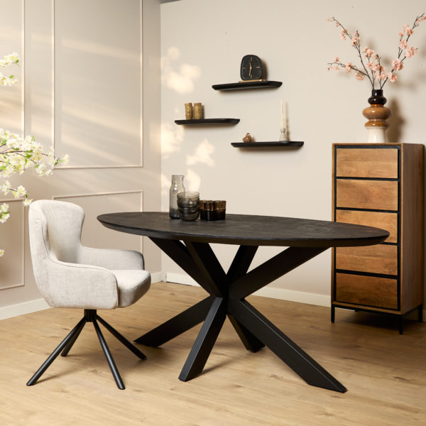 Eettafel Brandy Black | 160 cm | Ovaal - Afbeelding 15