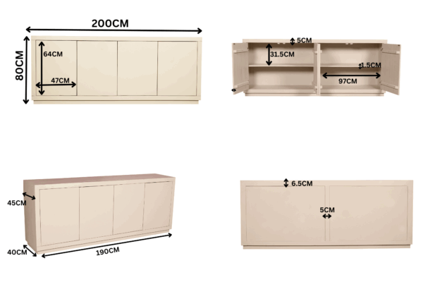Dressoir Brussel 4 deurs | 200 cm - Afbeelding 16