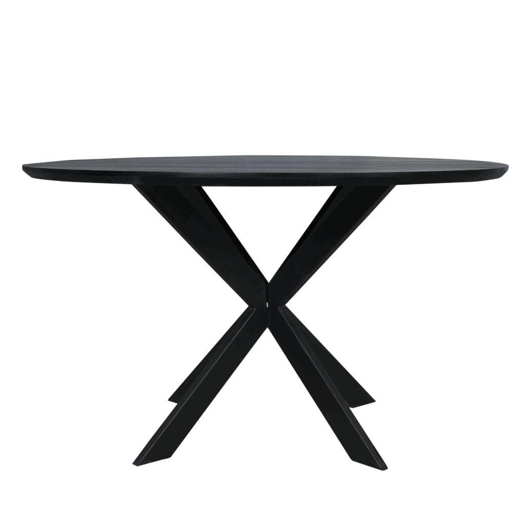 Eiken eettafel Ferris | Rond 130 cm | Zwart - Afbeelding 3