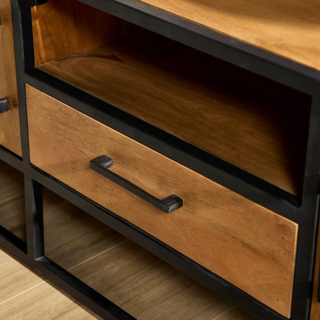 Tv meubel Denver | Mangohout en staal | 180 cm - Afbeelding 3