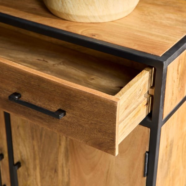 Kabinet kast Denver | Mangohout en staal | 100 cm - Afbeelding 3