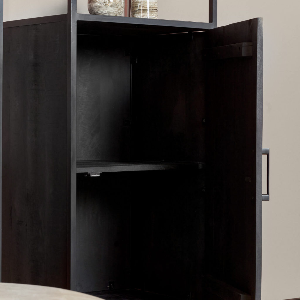 Boekenkast Denver Black | Mangohout en staal | 1 deur - Afbeelding 3