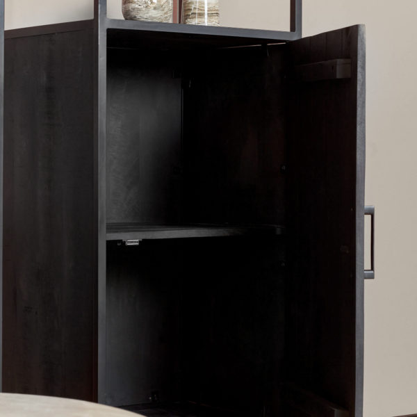 Boekenkast Denver Black | Mangohout en staal | 1 deur - Afbeelding 3