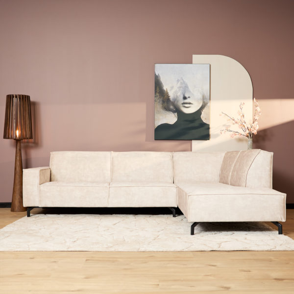 MySofa Floris| 2,5 zits + Divan Rechts | Beige |  Velvet - Afbeelding 3