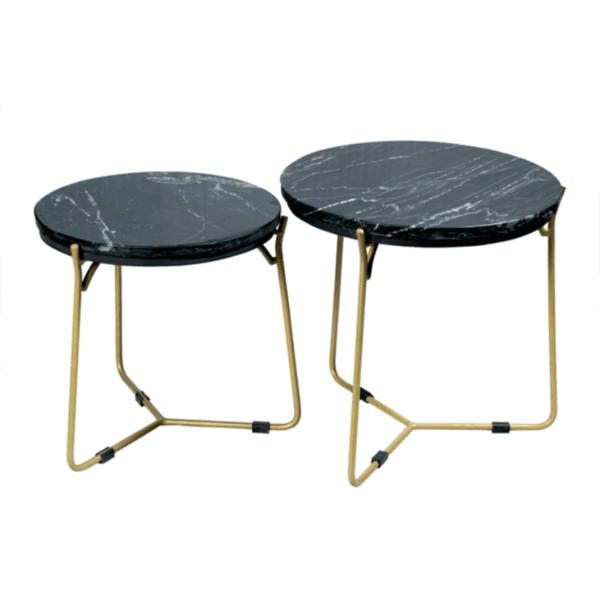 Salontafel set Caly | Zwart marmer 50-40 cm - Afbeelding 3
