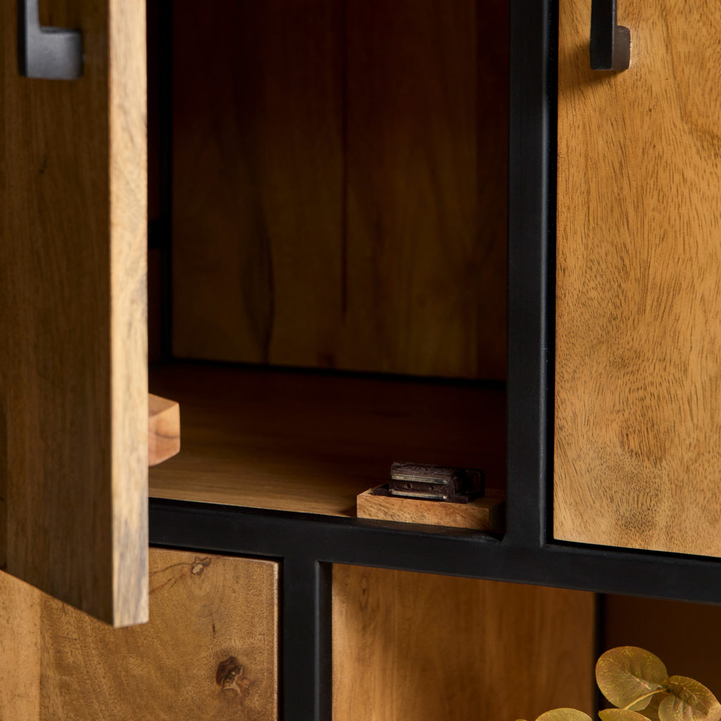 Vakkenkast Denver | Mangohout en staal | 90 cm - Afbeelding 3