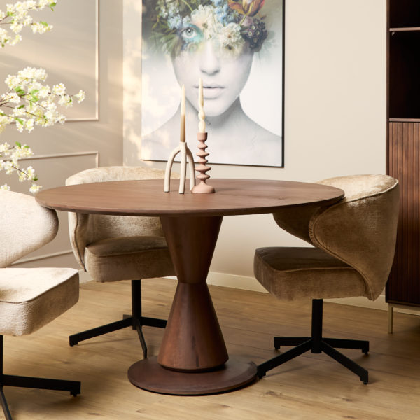 Eettafel Lima Walnut | 150 cm | Rond - Afbeelding 3