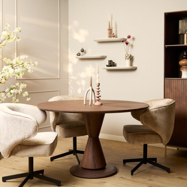 Eettafel Lima Walnut | 130 cm | Rond - Afbeelding 3