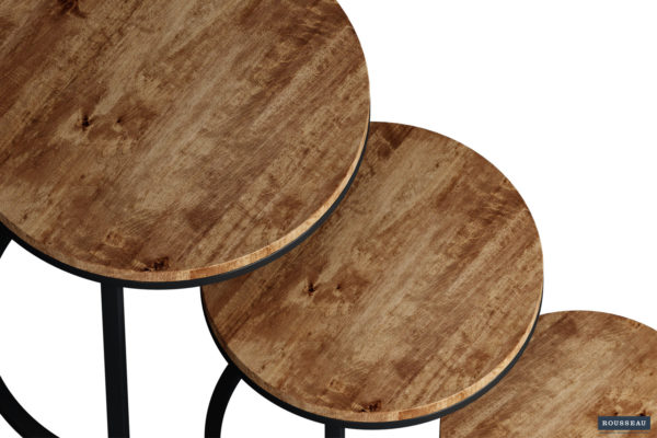 Bijzettafel 'Plano' 3-delig Mango hout - Afbeelding 3