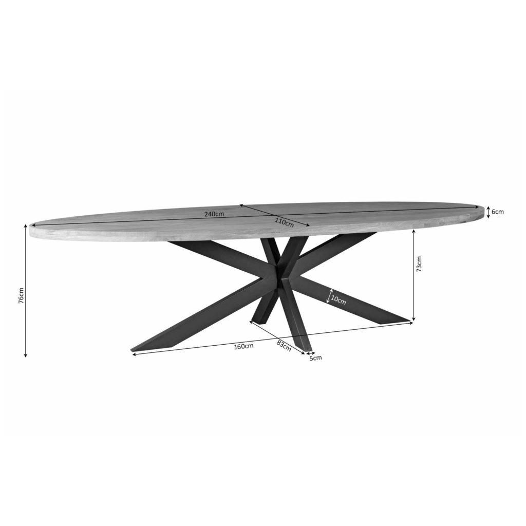 Eetkamertafel Denver | Ovaal | Mangohout | 240 cm - Afbeelding 4