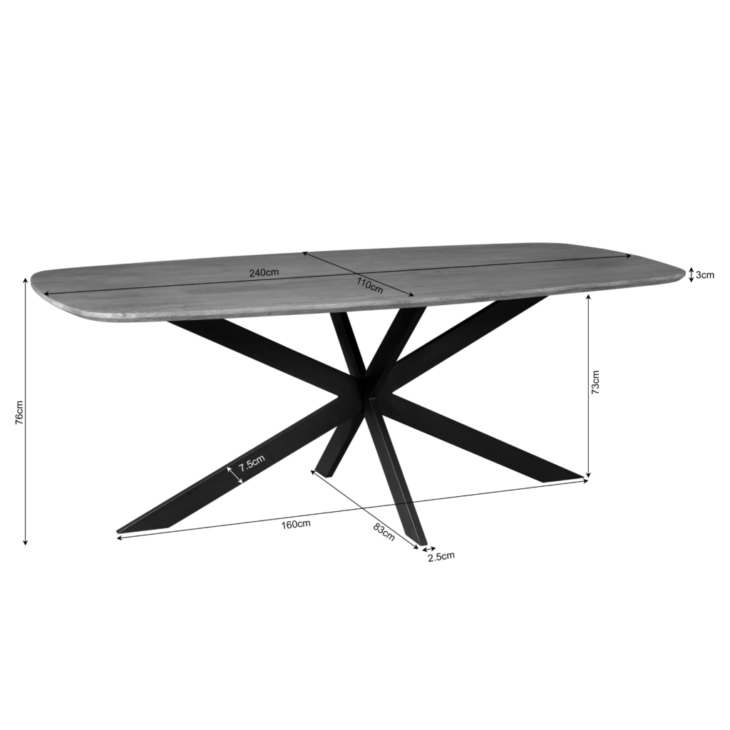 Eettafel Elegance | Deens ovaal | 240x110 cm - Afbeelding 4