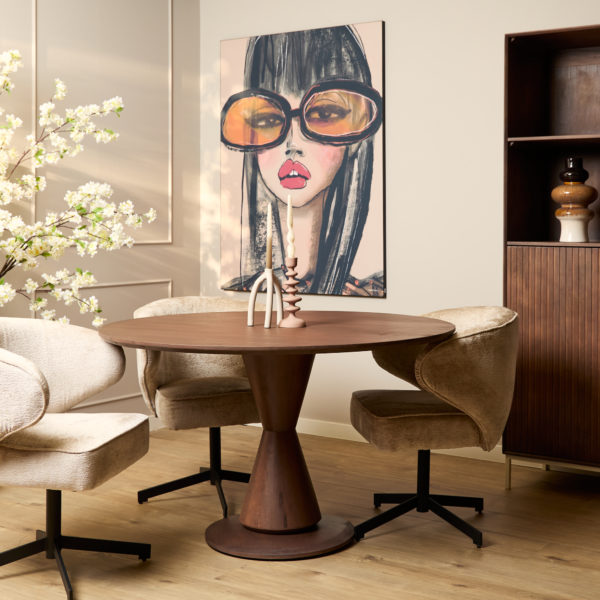 Eettafel Lima Walnut | 130 cm | Rond - Afbeelding 4
