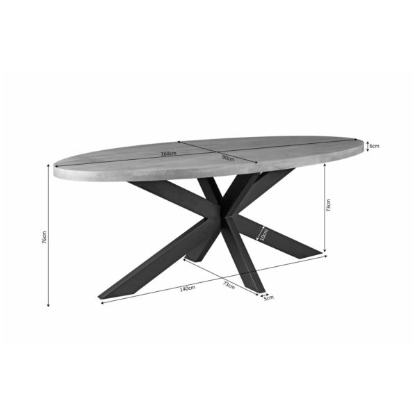 Eetkamertafel Denver | Ovaal | Mangohout | 160 cm - Afbeelding 4