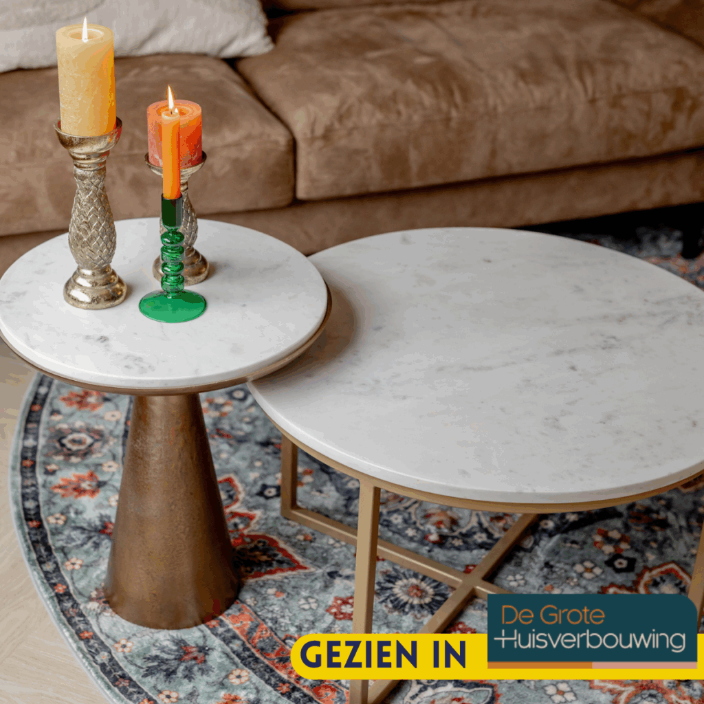 Bijzettafel Essy Large | Wit marmer 45 cm - Afbeelding 4