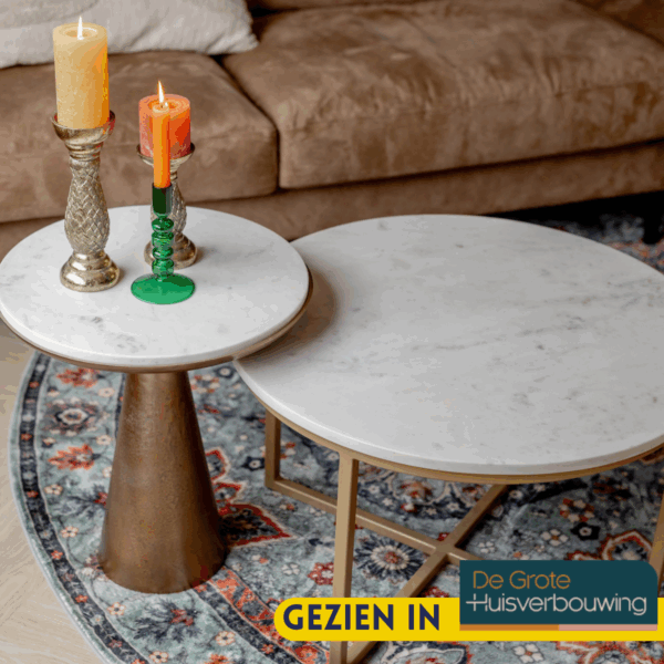 Bijzettafel Essy Large | Wit marmer 45 cm - Afbeelding 4